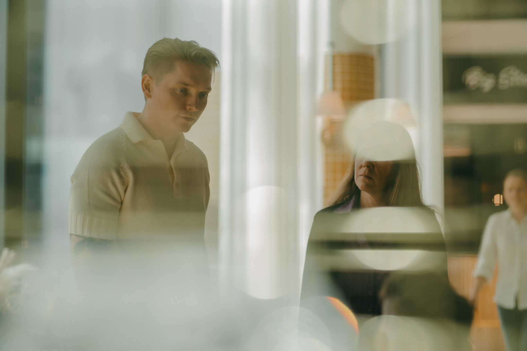 Two people discussing