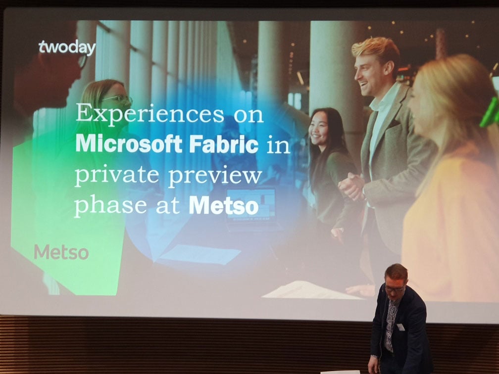 Mikko Kärki presenting in the event the project with Metso